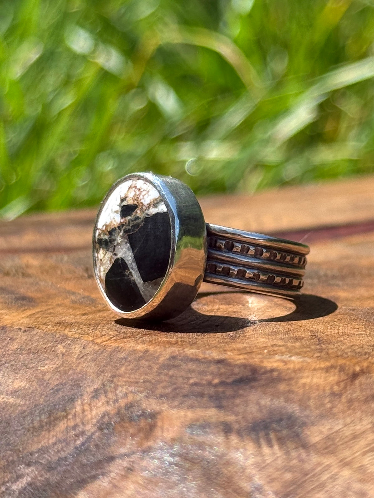 White Buffalo Turquoise Statement Ring