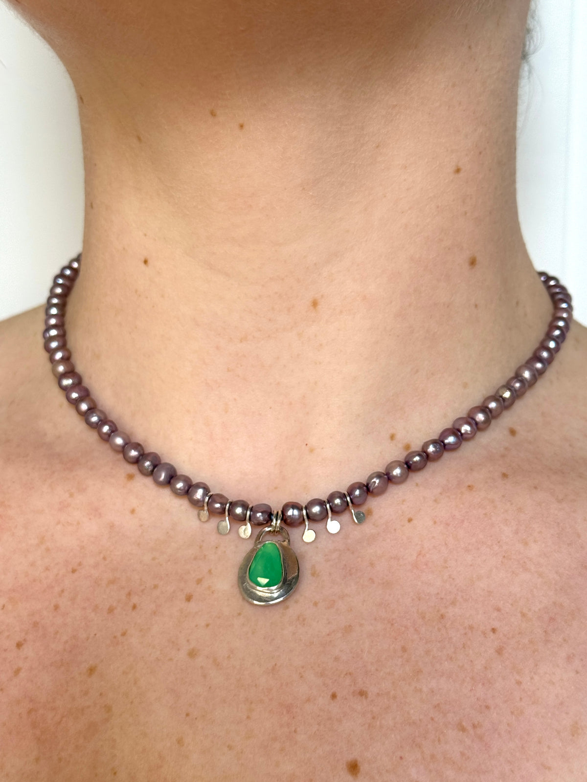 Purple Pearl & Chrysoprase Choker
