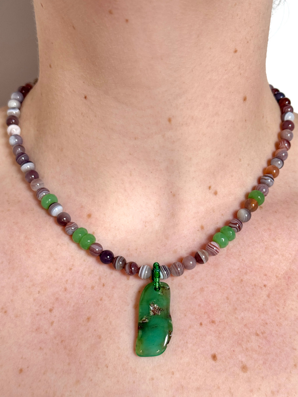 Raw Chrysoprase & Agate Choker