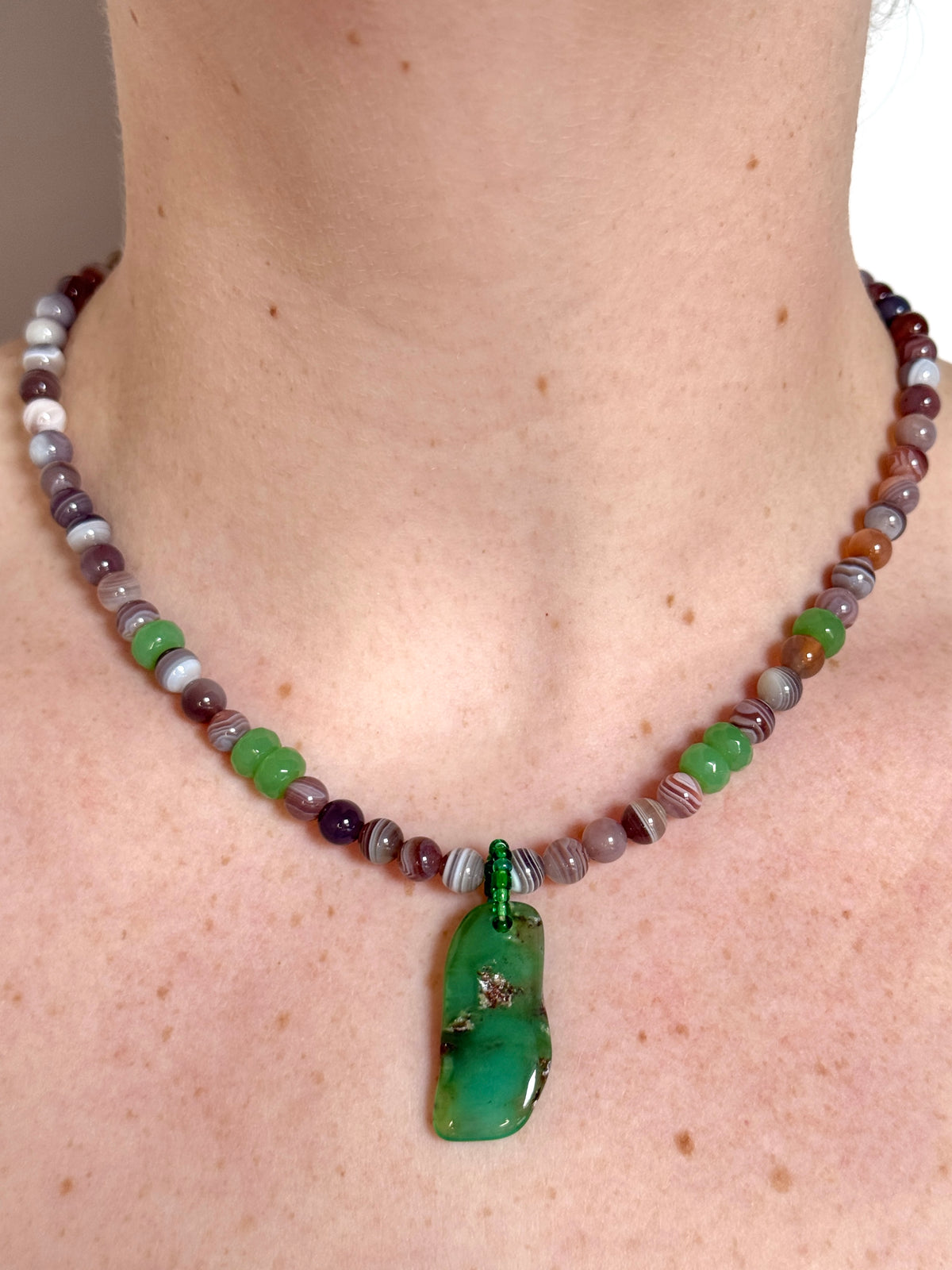 Raw Chrysoprase & Agate Choker