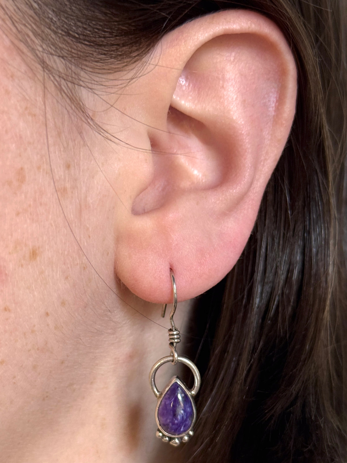 Charoite Drop Earrrings