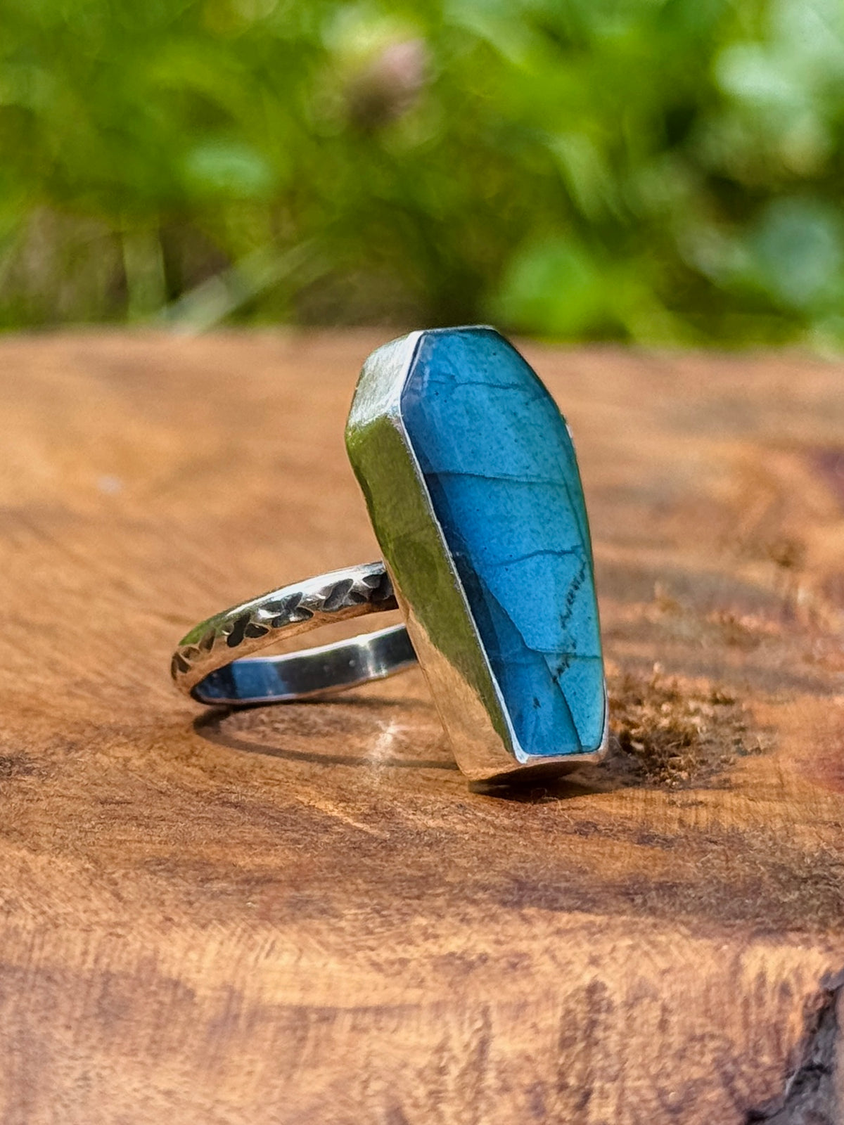 Labradorite Coffin Statement Ring