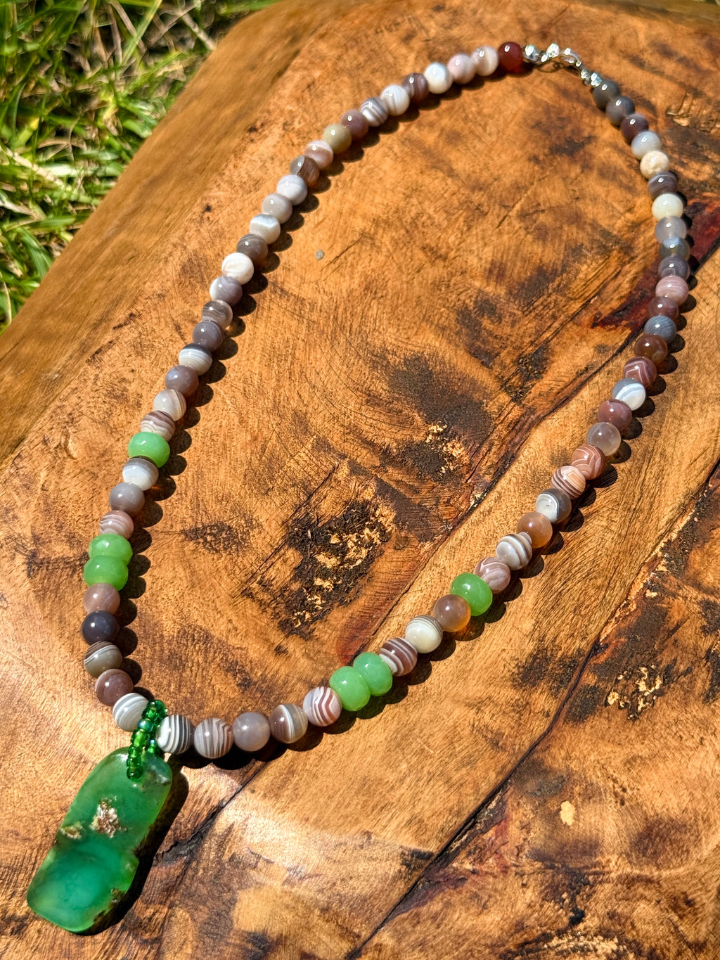 Raw Chrysoprase & Agate Choker