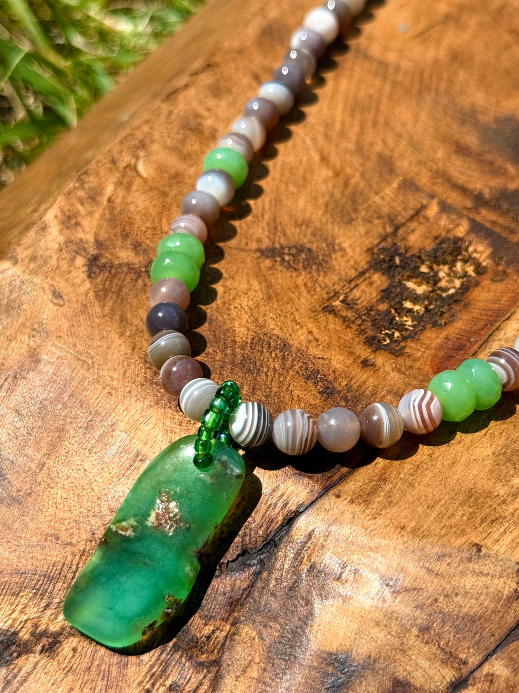 Raw Chrysoprase & Agate Choker