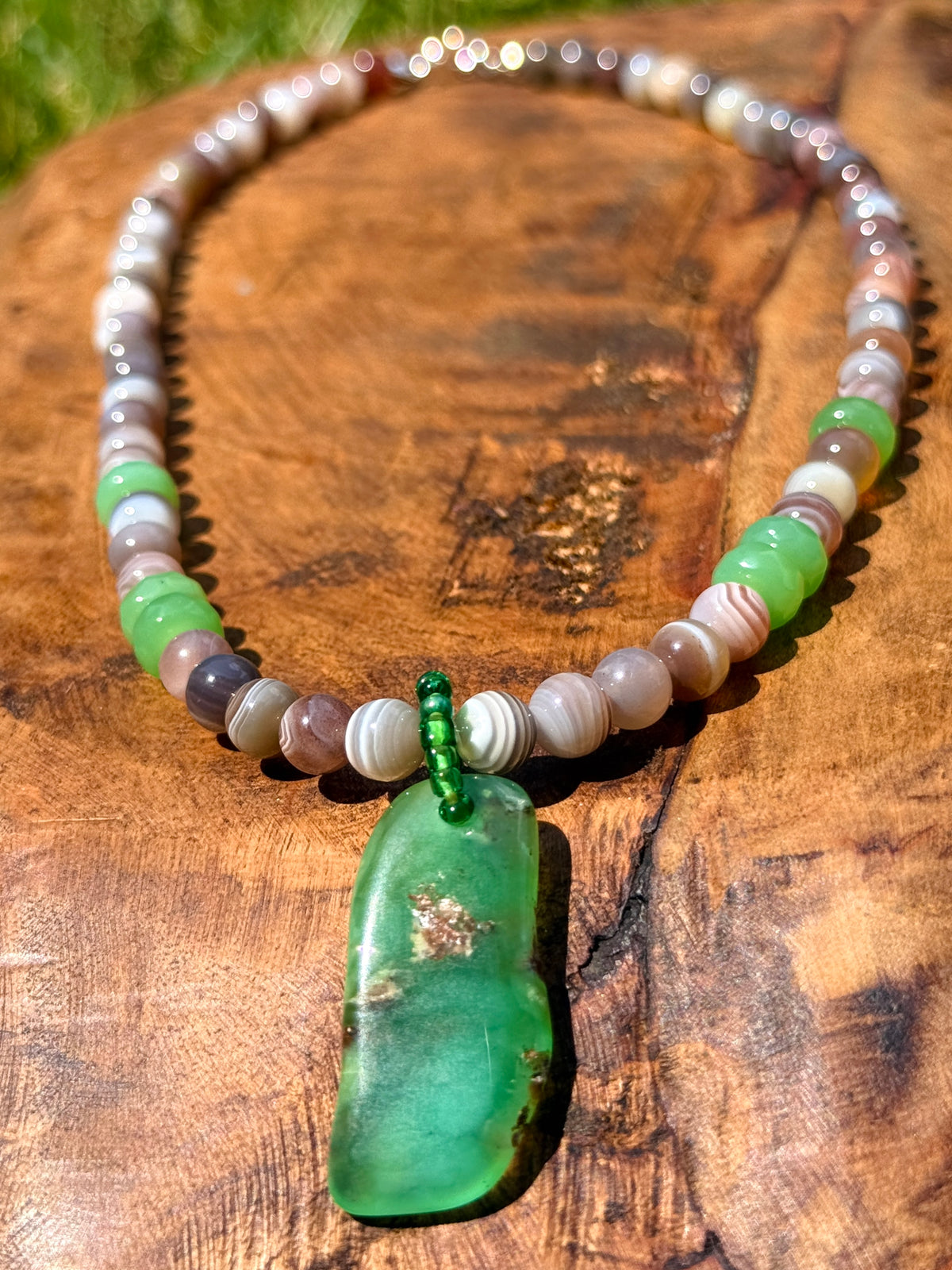 Raw Chrysoprase & Agate Choker