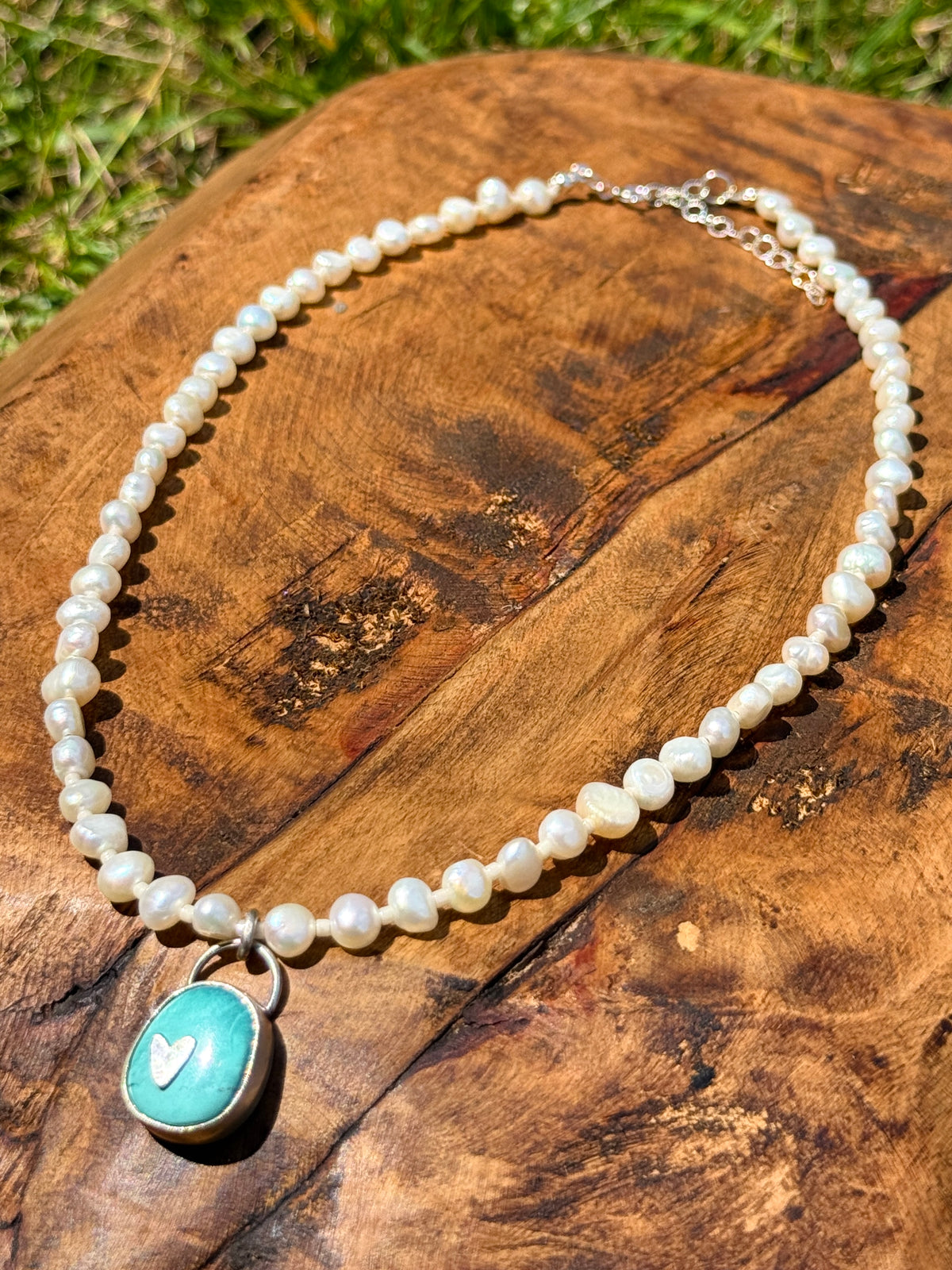 White Pearl and Turquoise Choker