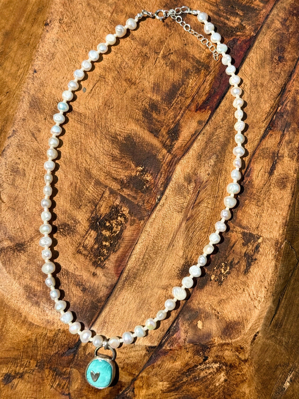 White Pearl and Turquoise Choker