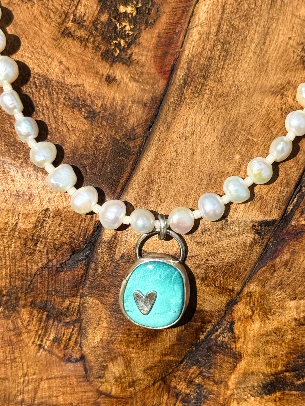 White Pearl and Turquoise Choker