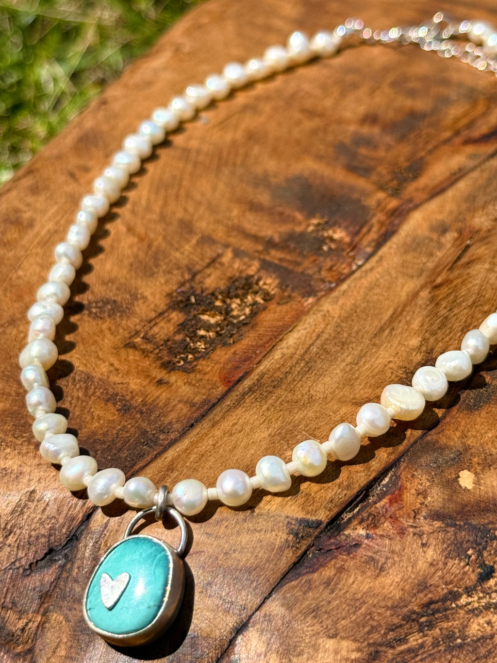 White Pearl and Turquoise Choker