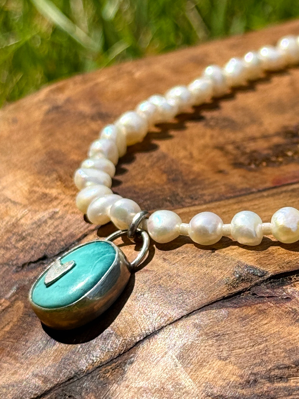 White Pearl and Turquoise Choker
