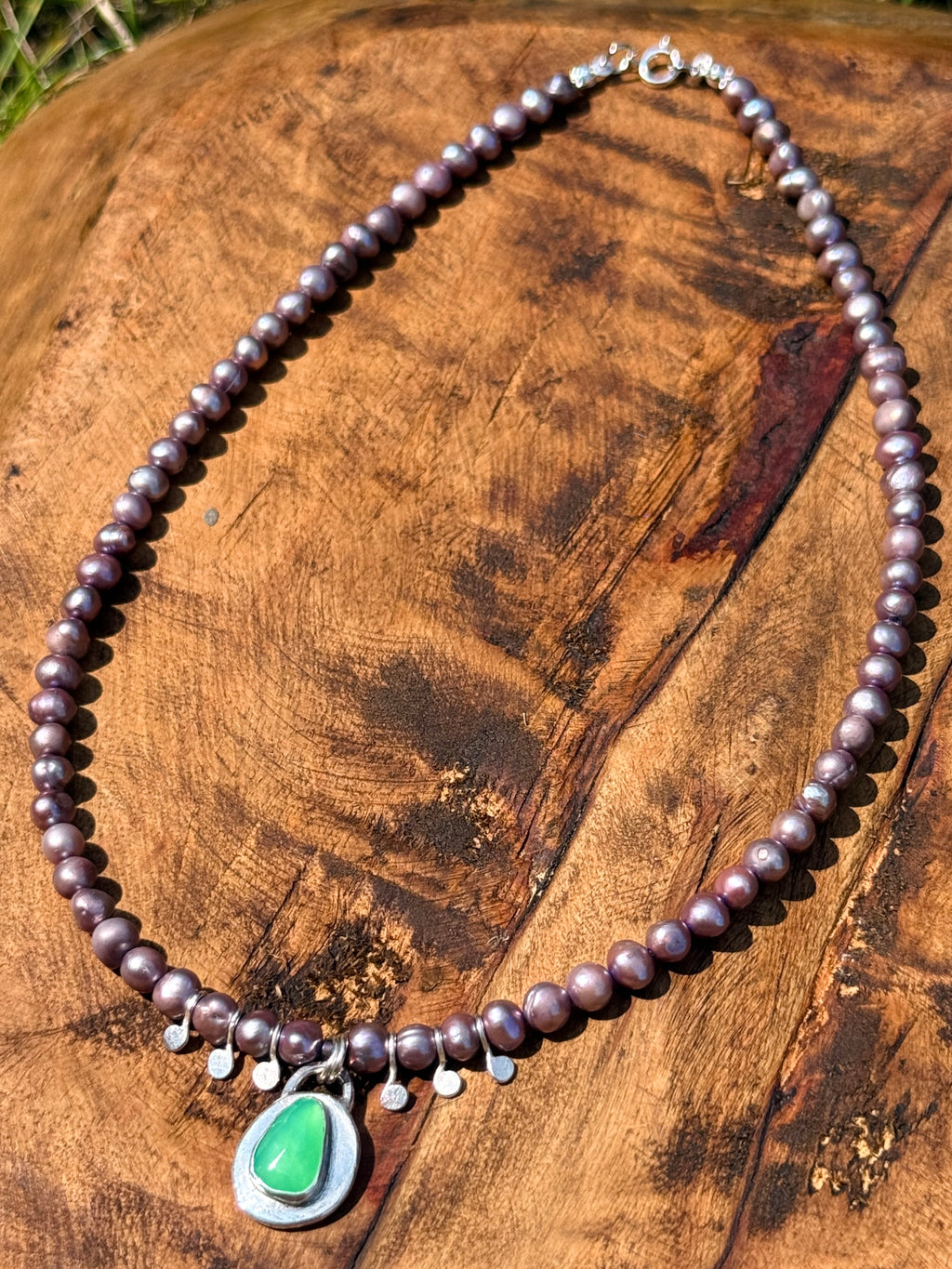 Purple Pearl & Chrysoprase Choker