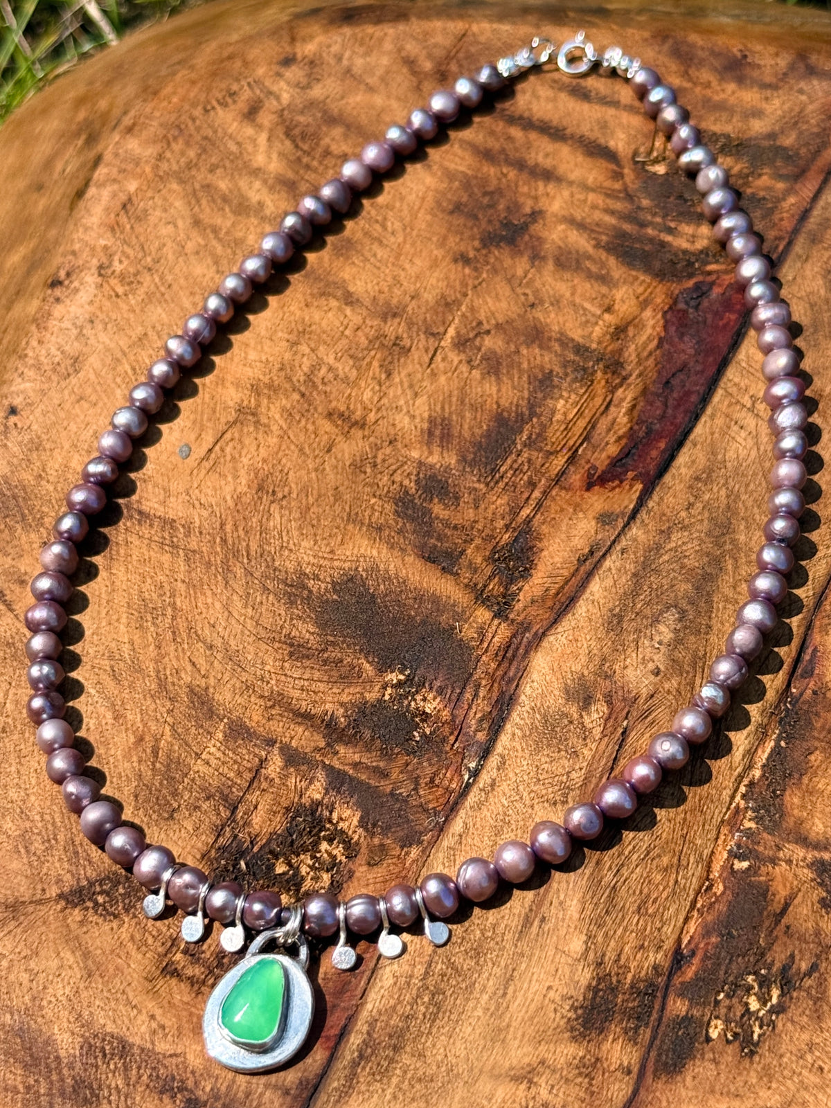 Purple Pearl & Chrysoprase Choker