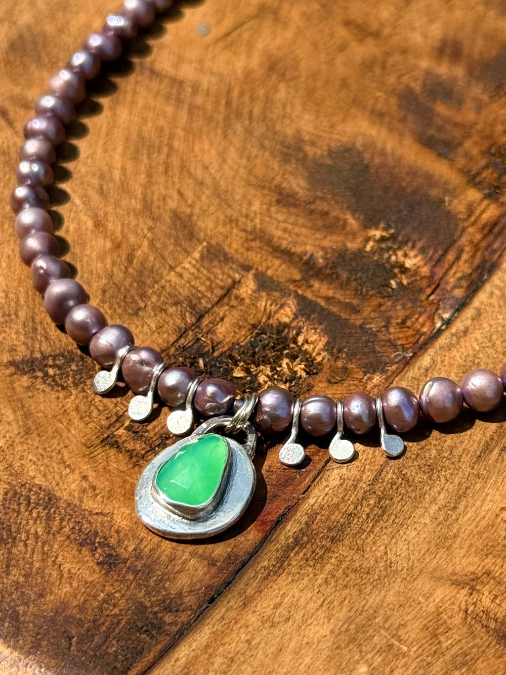 Purple Pearl & Chrysoprase Choker