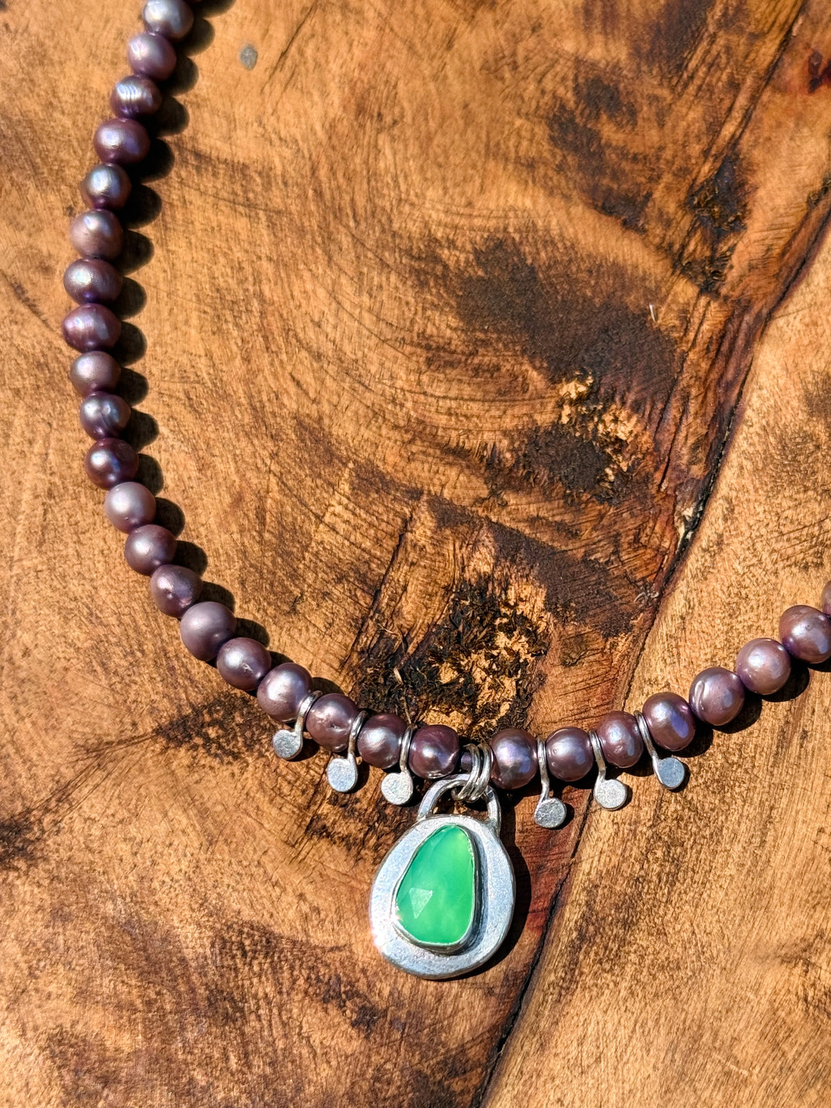 Purple Pearl & Chrysoprase Choker