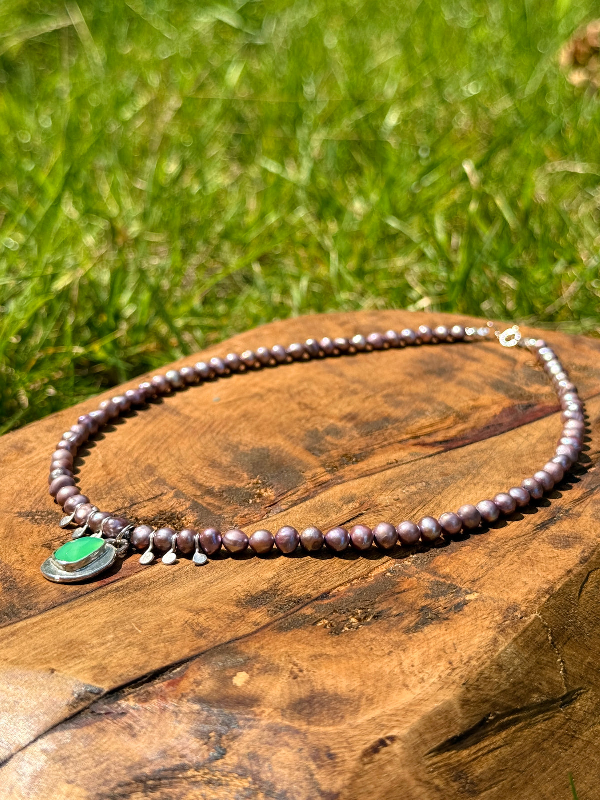 Purple Pearl & Chrysoprase Choker
