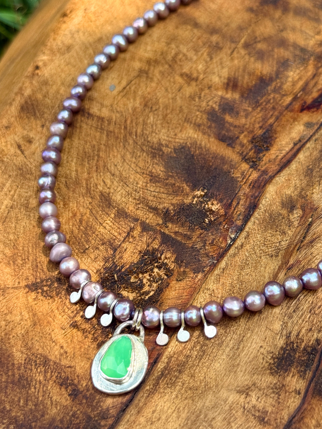 Purple Pearl & Chrysoprase Choker