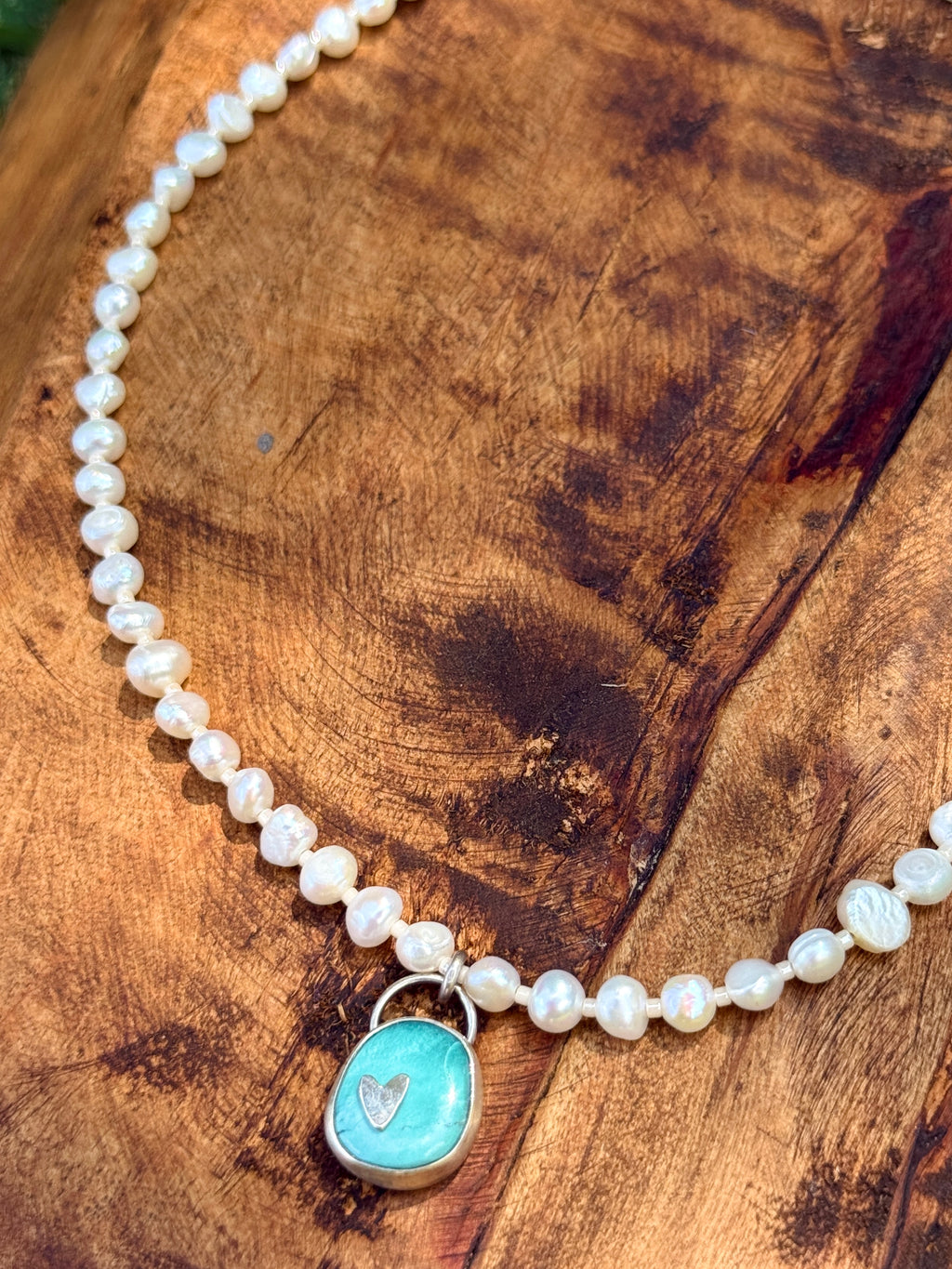 White Pearl and Turquoise Choker