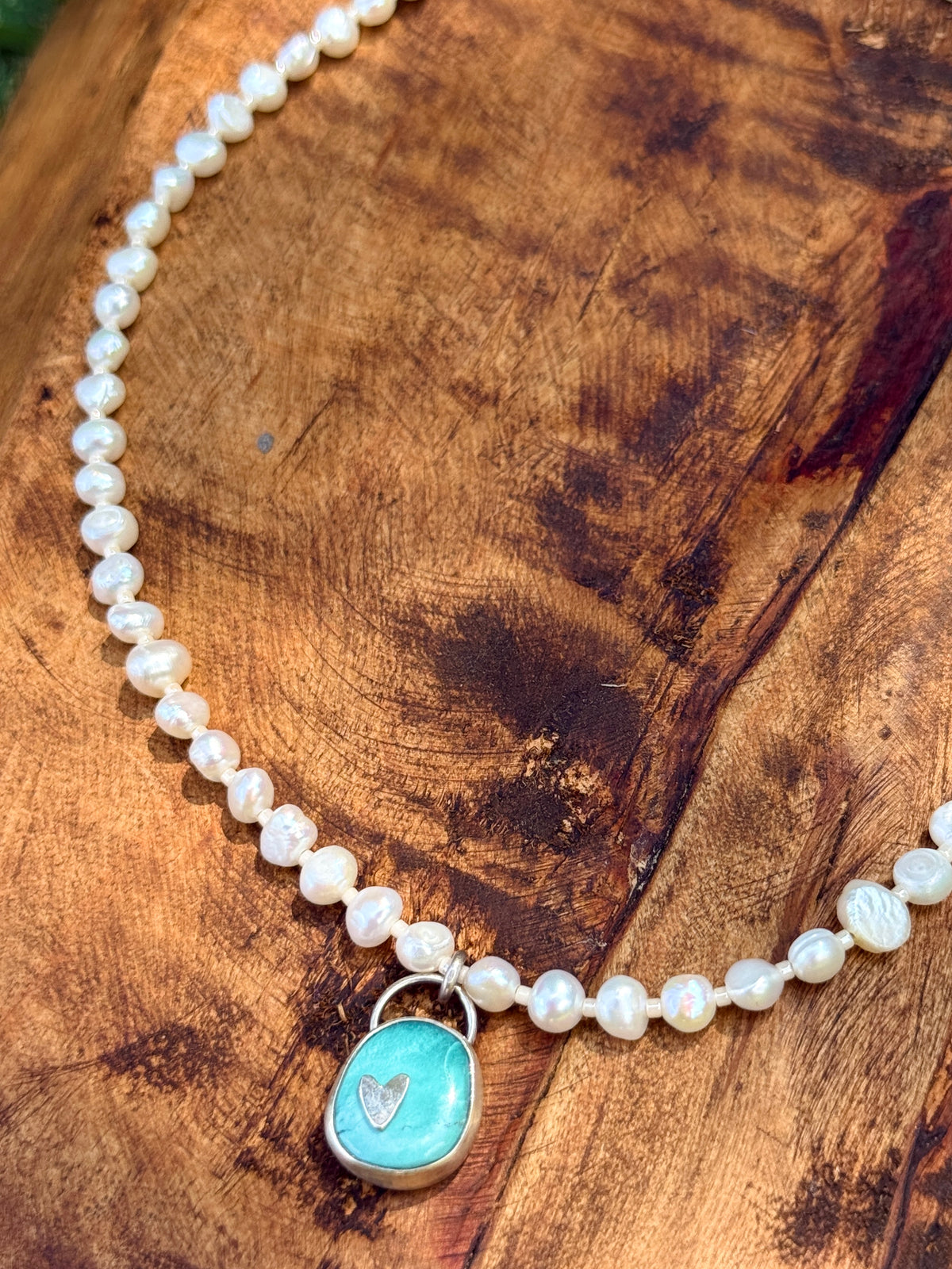 White Pearl and Turquoise Choker