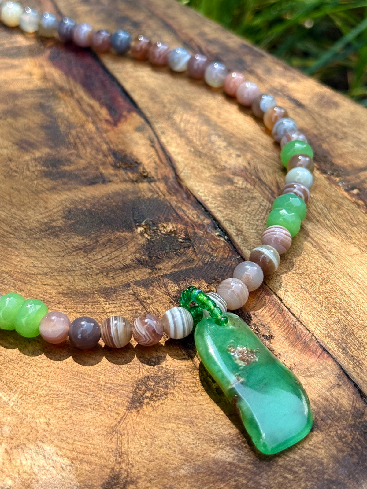 Raw Chrysoprase & Agate Choker
