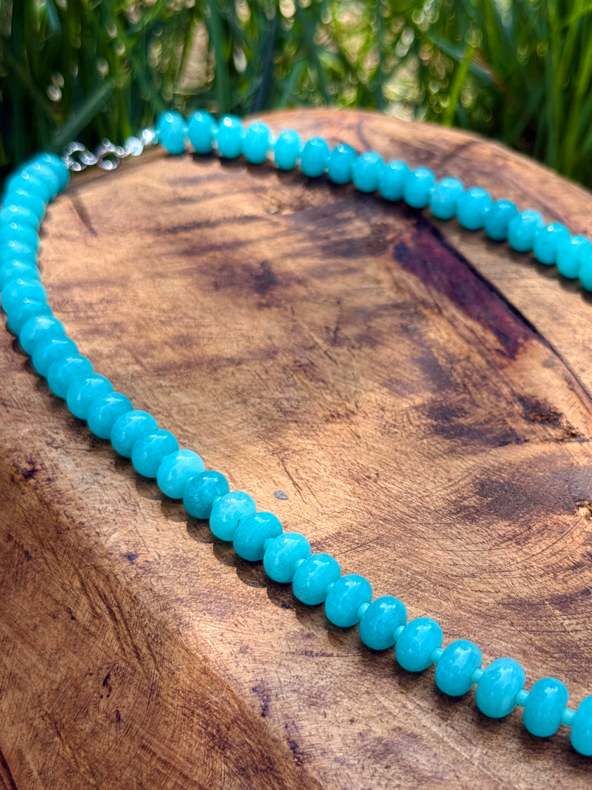 Bright Blue Jade & Amber Statement Necklace