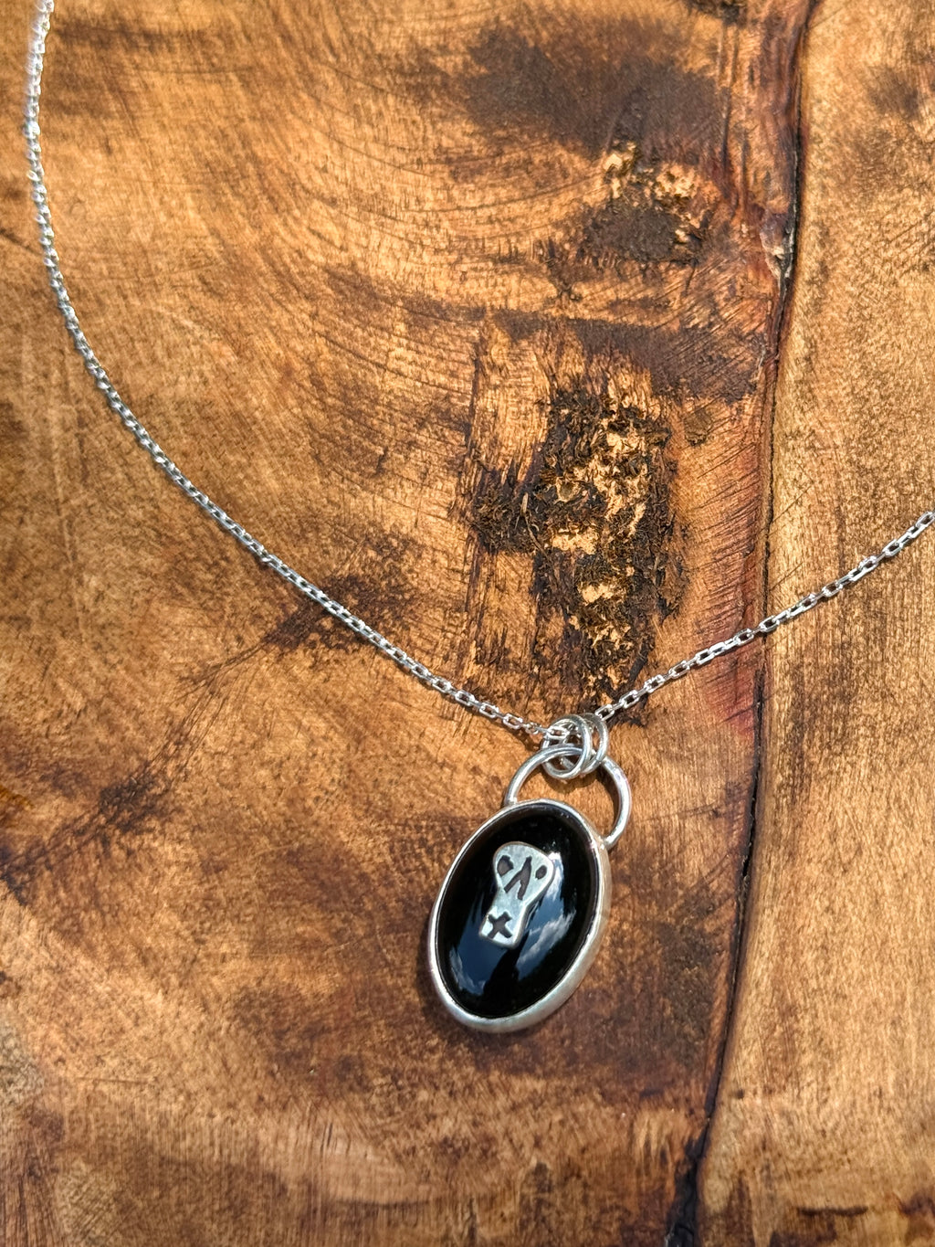 Skull Inlay Onyx Necklace