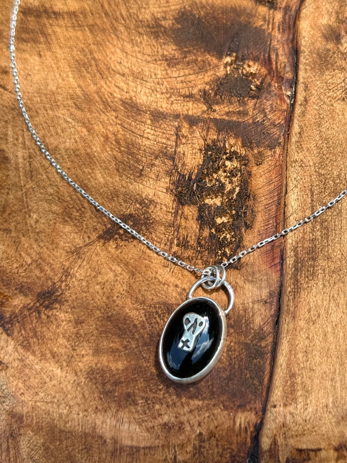 Skull Inlay Onyx Necklace