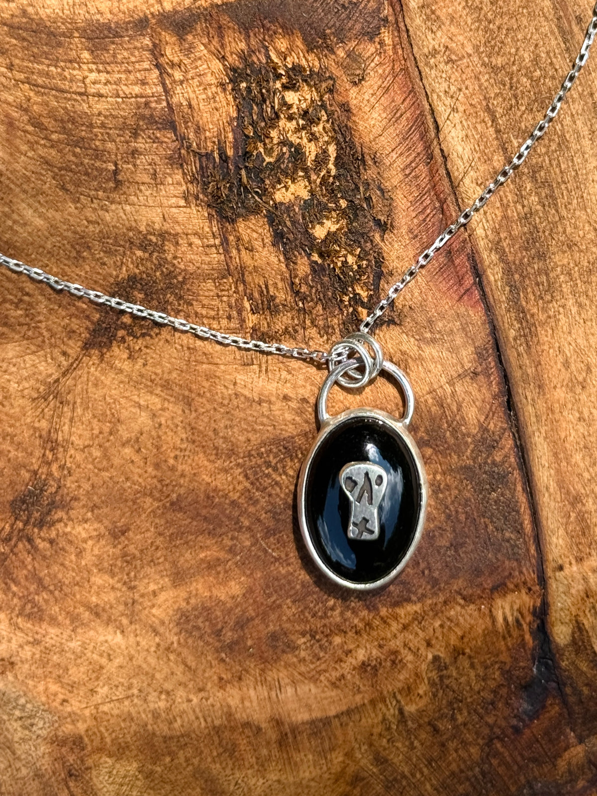 Skull Inlay Onyx Necklace