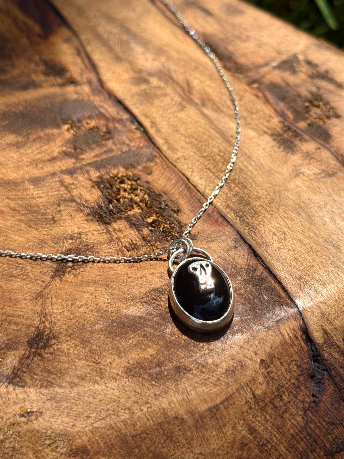 Skull Inlay Onyx Necklace