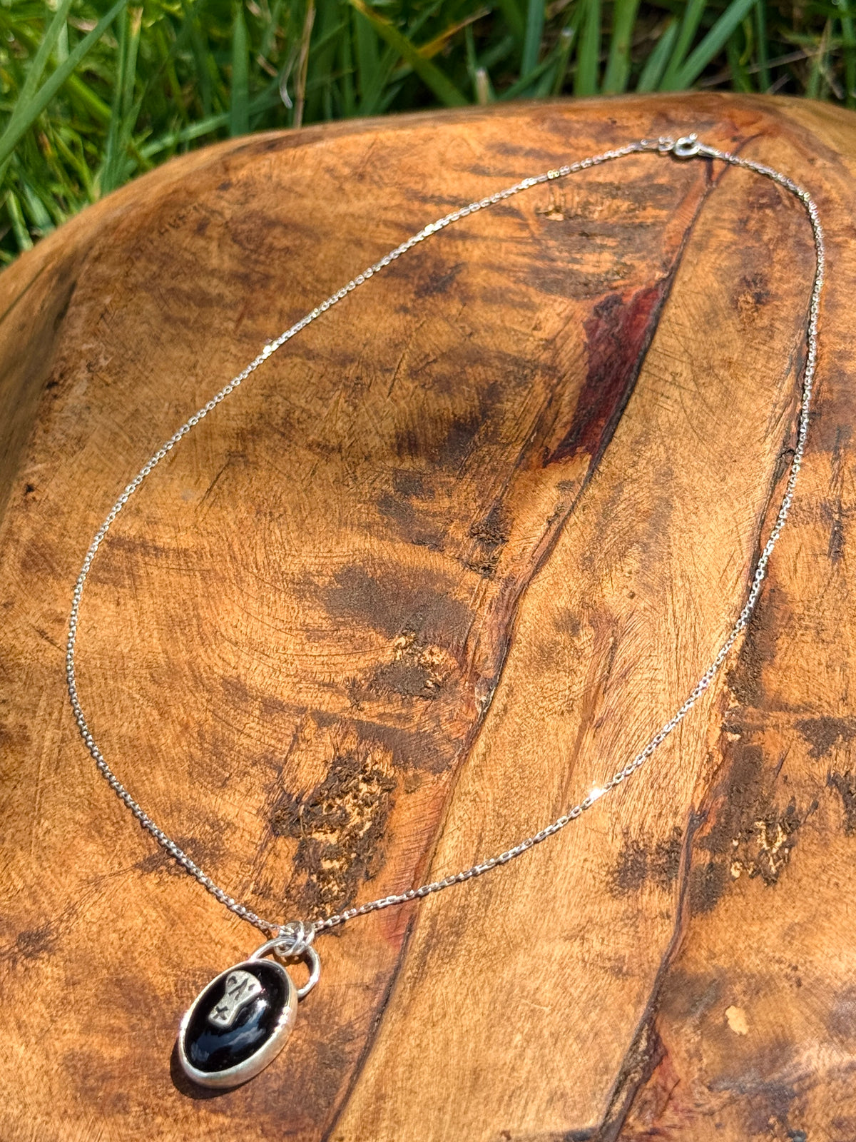 Skull Inlay Onyx Necklace