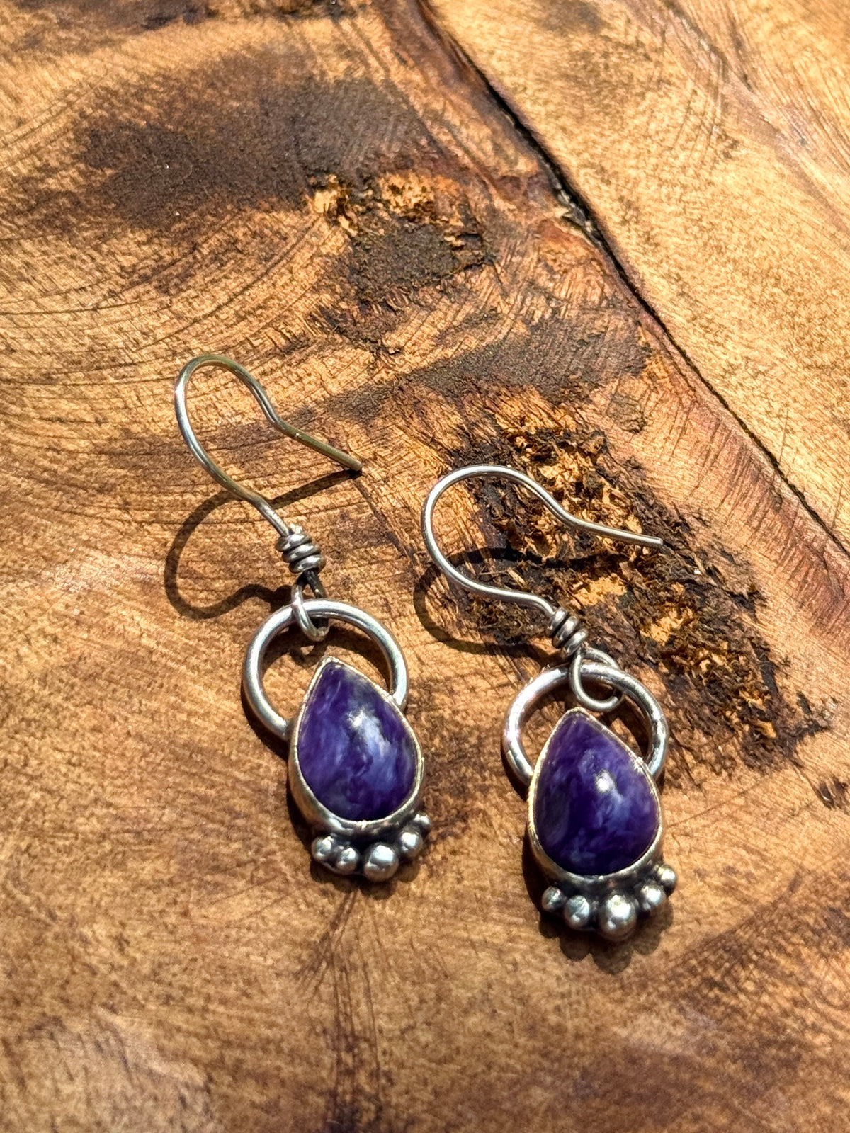 Charoite Drop Earrrings