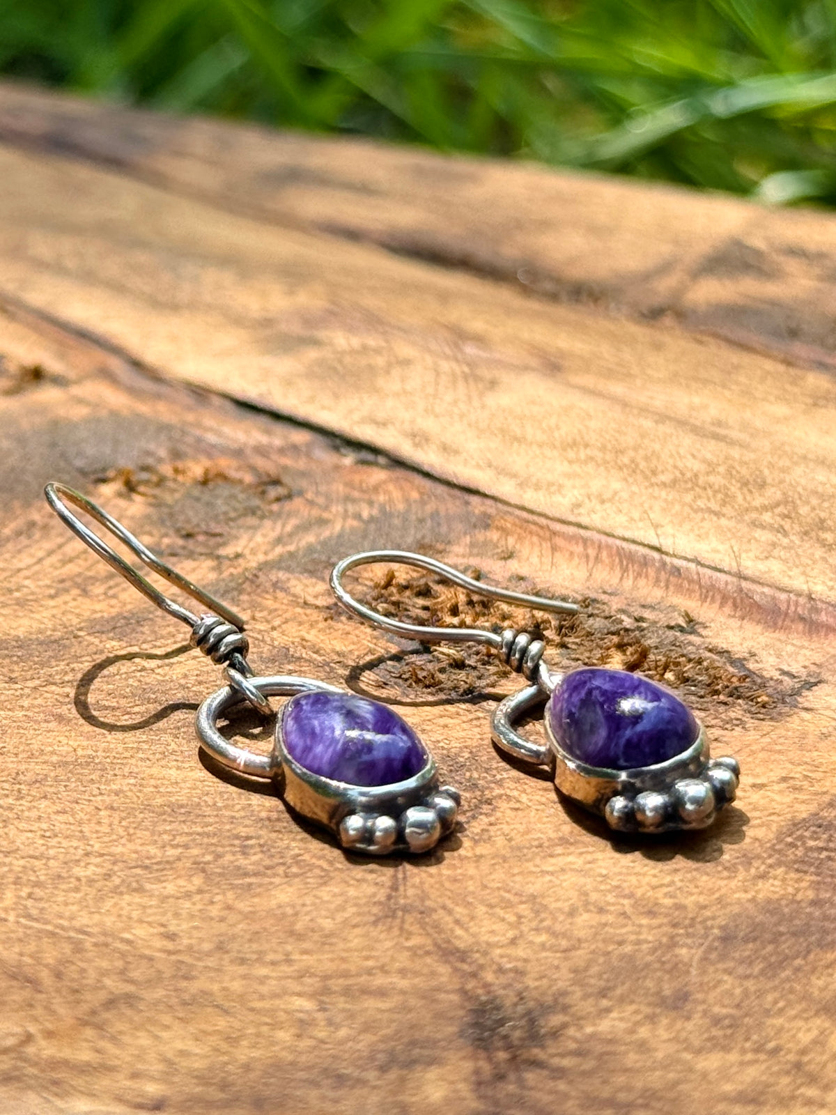 Charoite Drop Earrrings