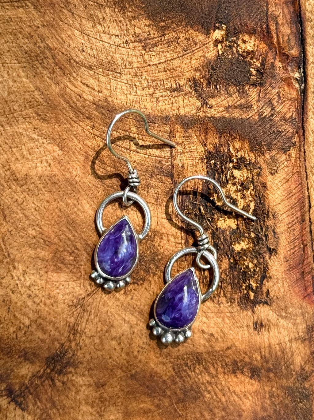 Charoite Drop Earrrings