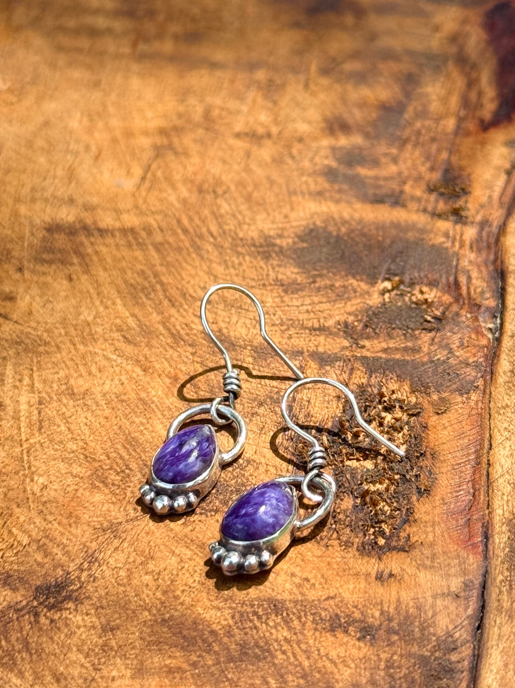 Charoite Drop Earrrings