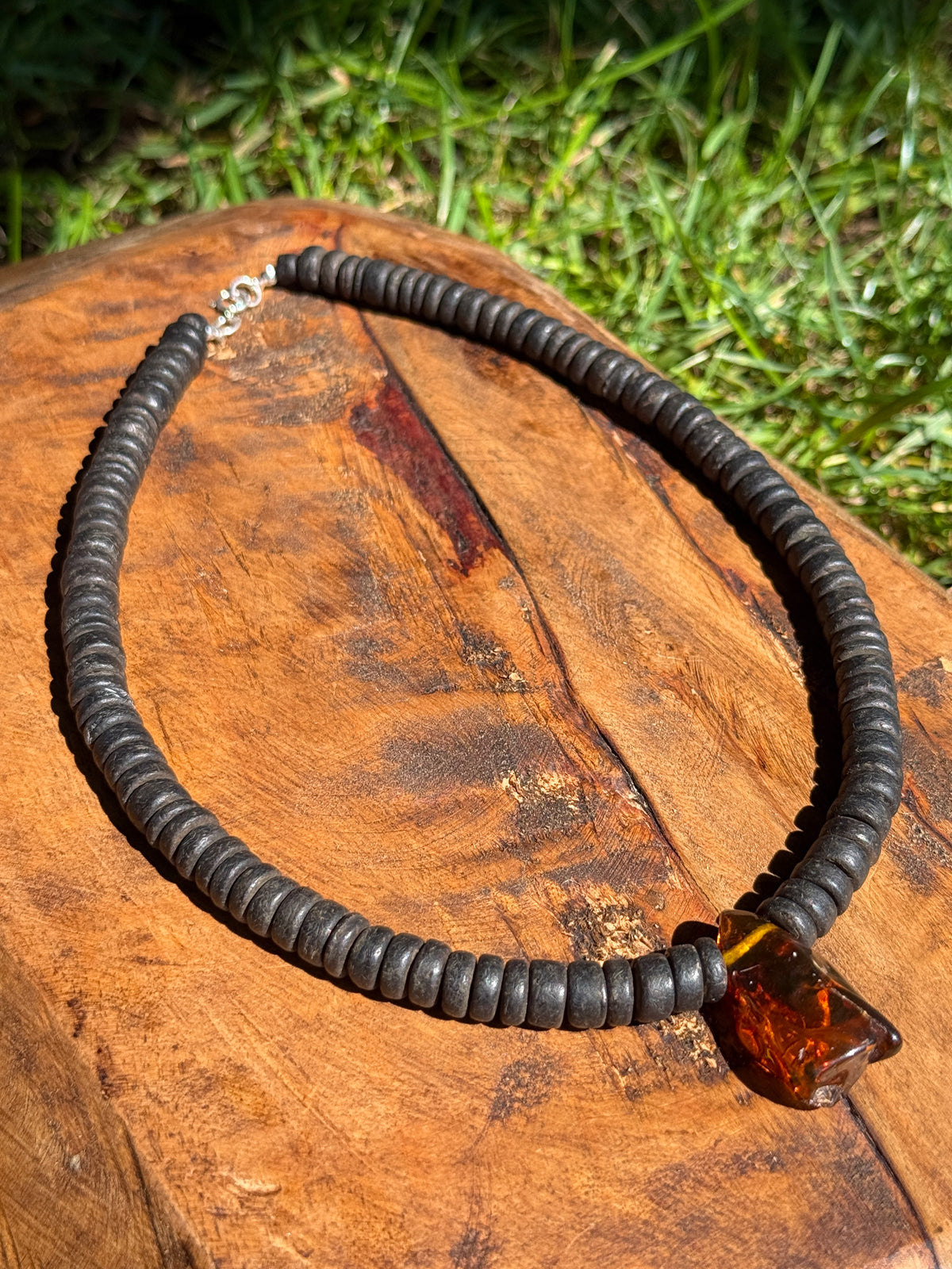 Dark Wood & Amber Necklace