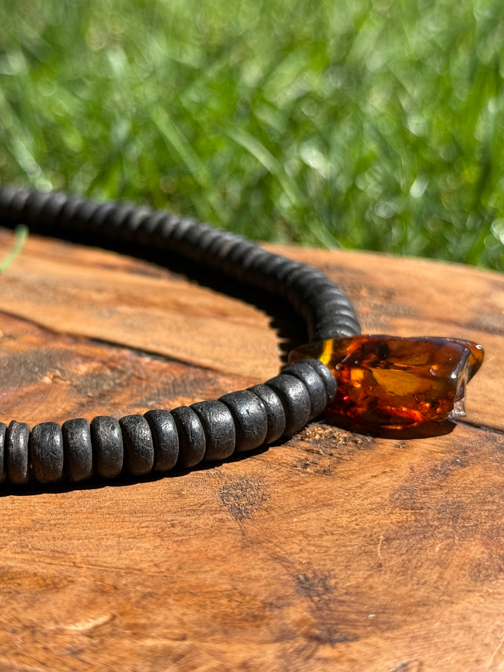 Dark Wood & Amber Necklace