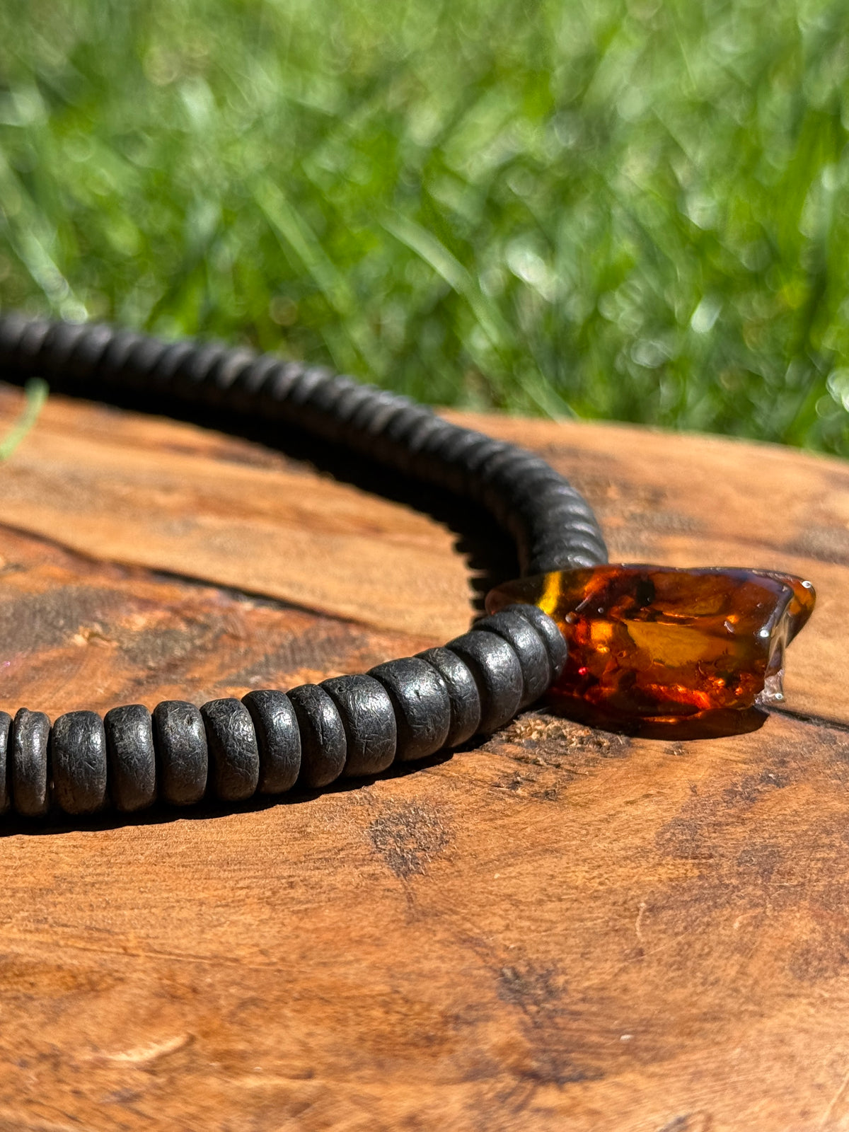 Dark Wood & Amber Necklace