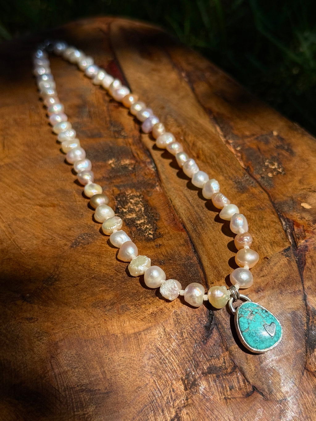 Rose Pearl and Turquoise Choker
