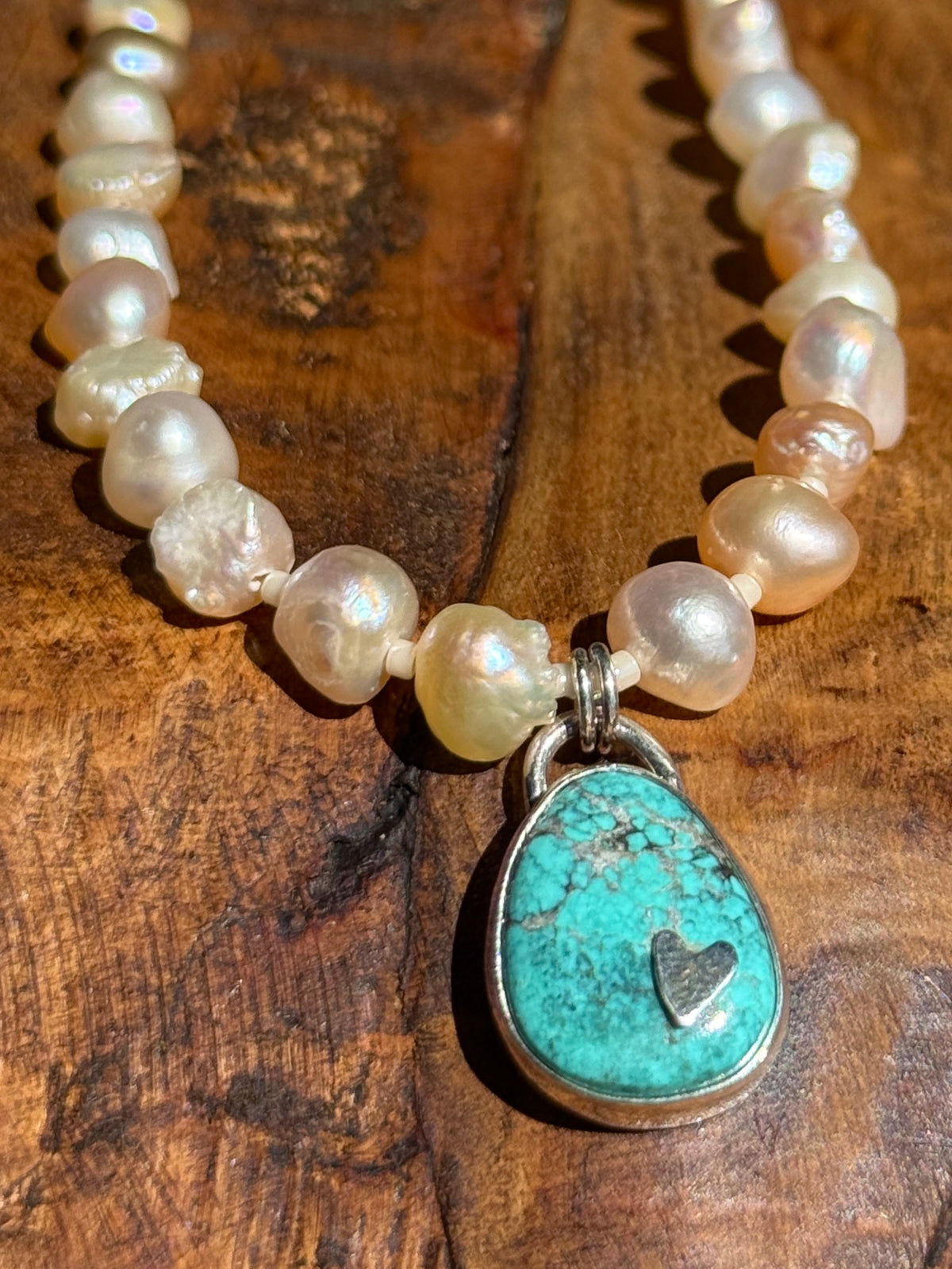 Rose Pearl and Turquoise Choker