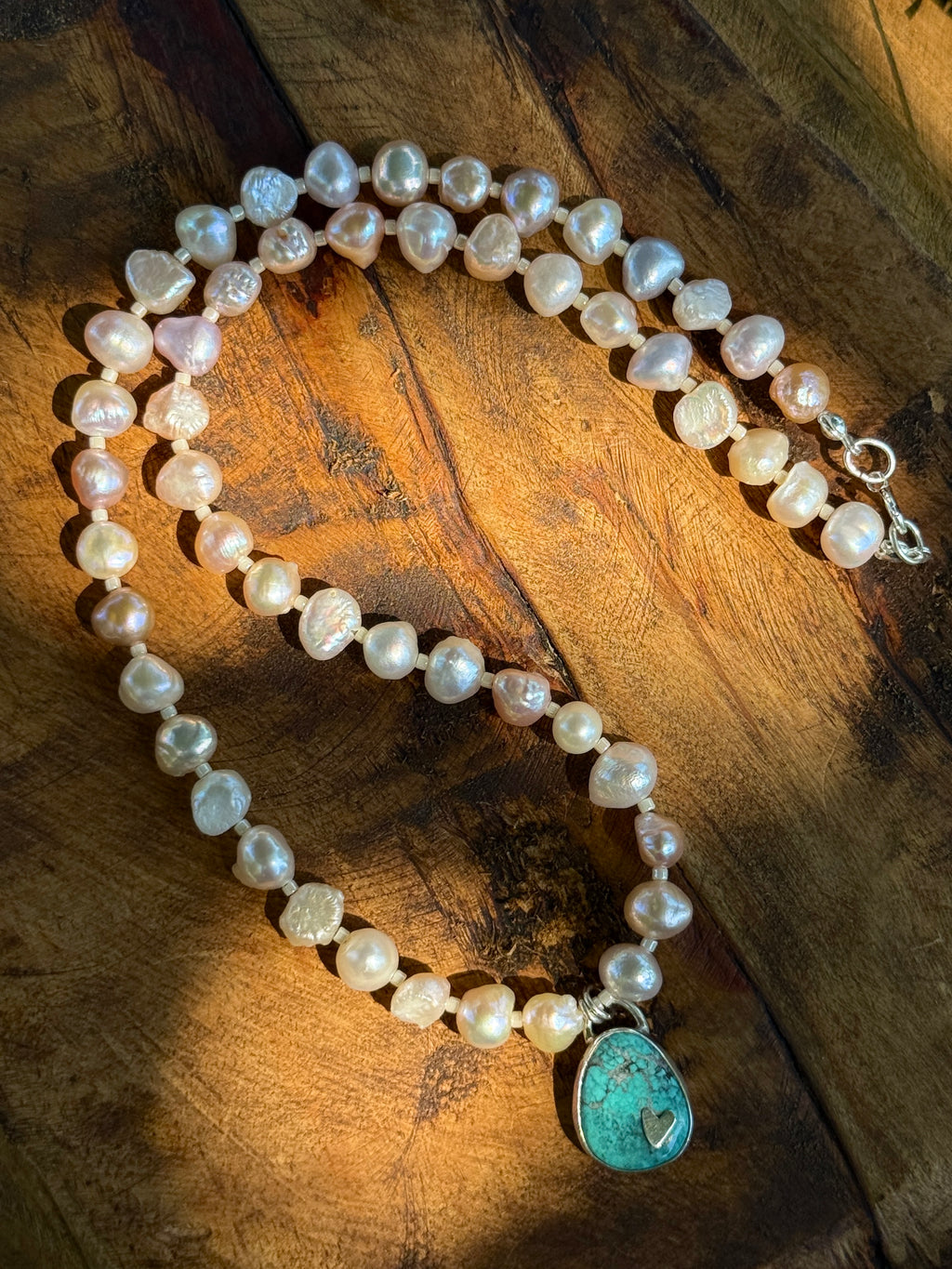 Rose Pearl and Turquoise Choker