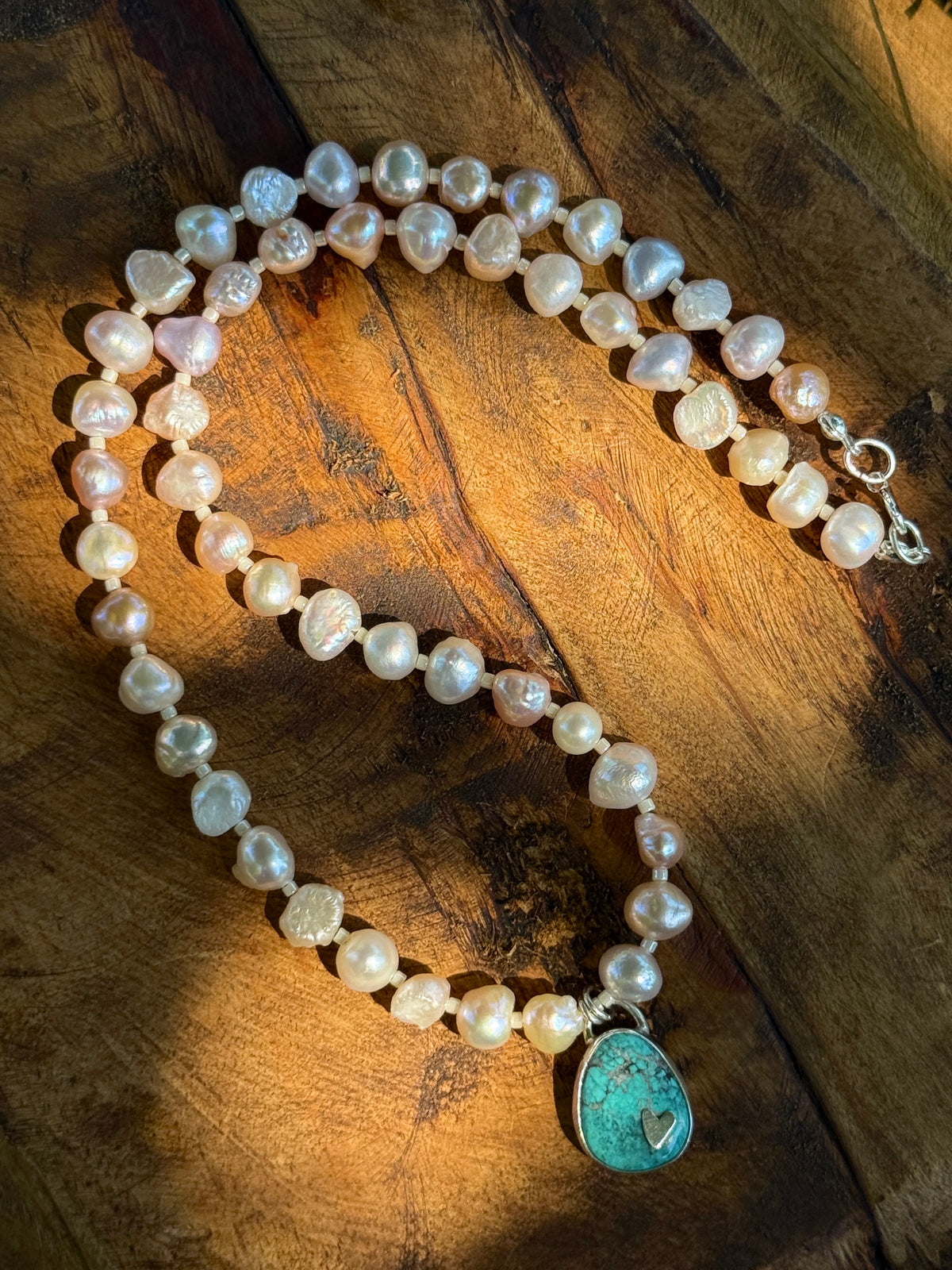 Rose Pearl and Turquoise Choker