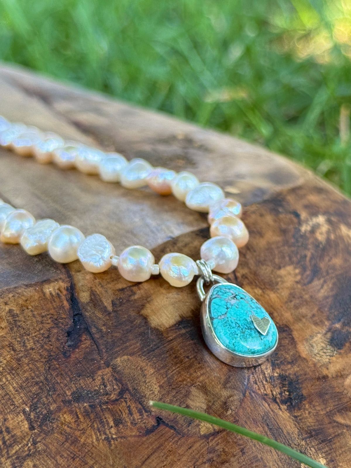 Rose Pearl and Turquoise Choker