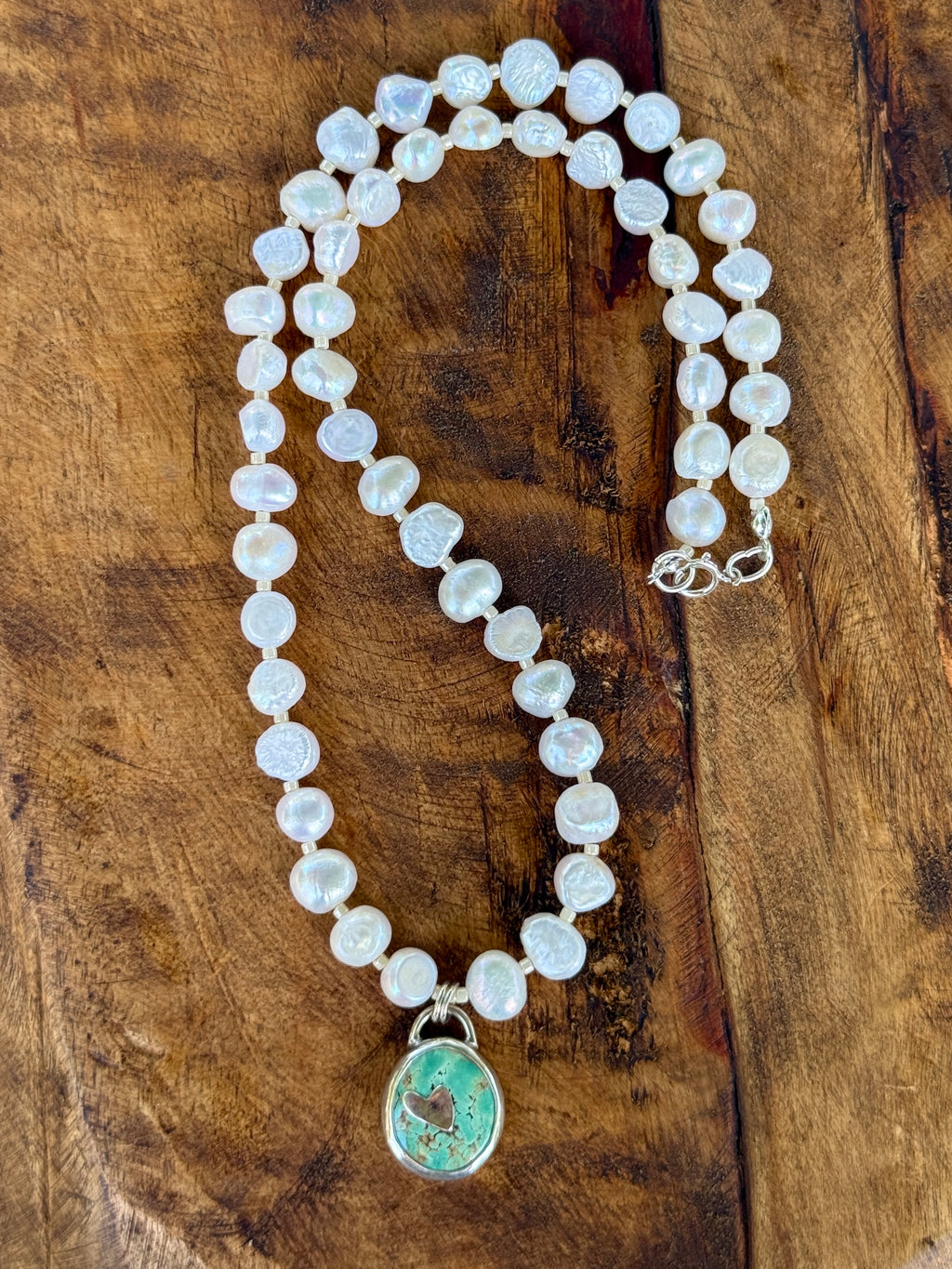 White Pearl and Turquoise Choker