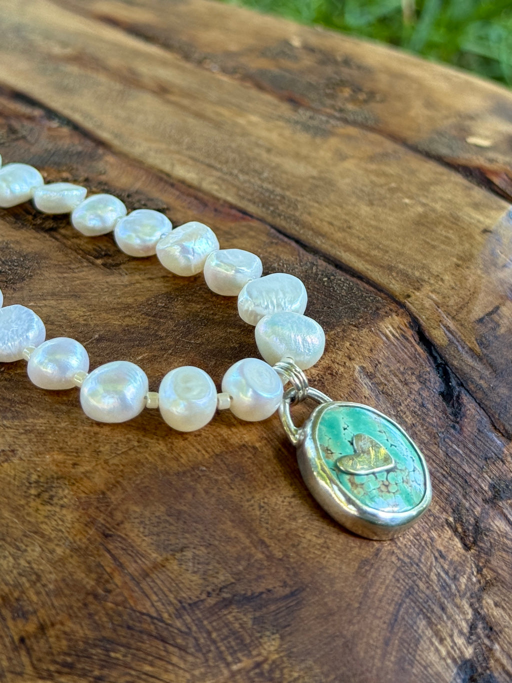 White Pearl and Turquoise Choker
