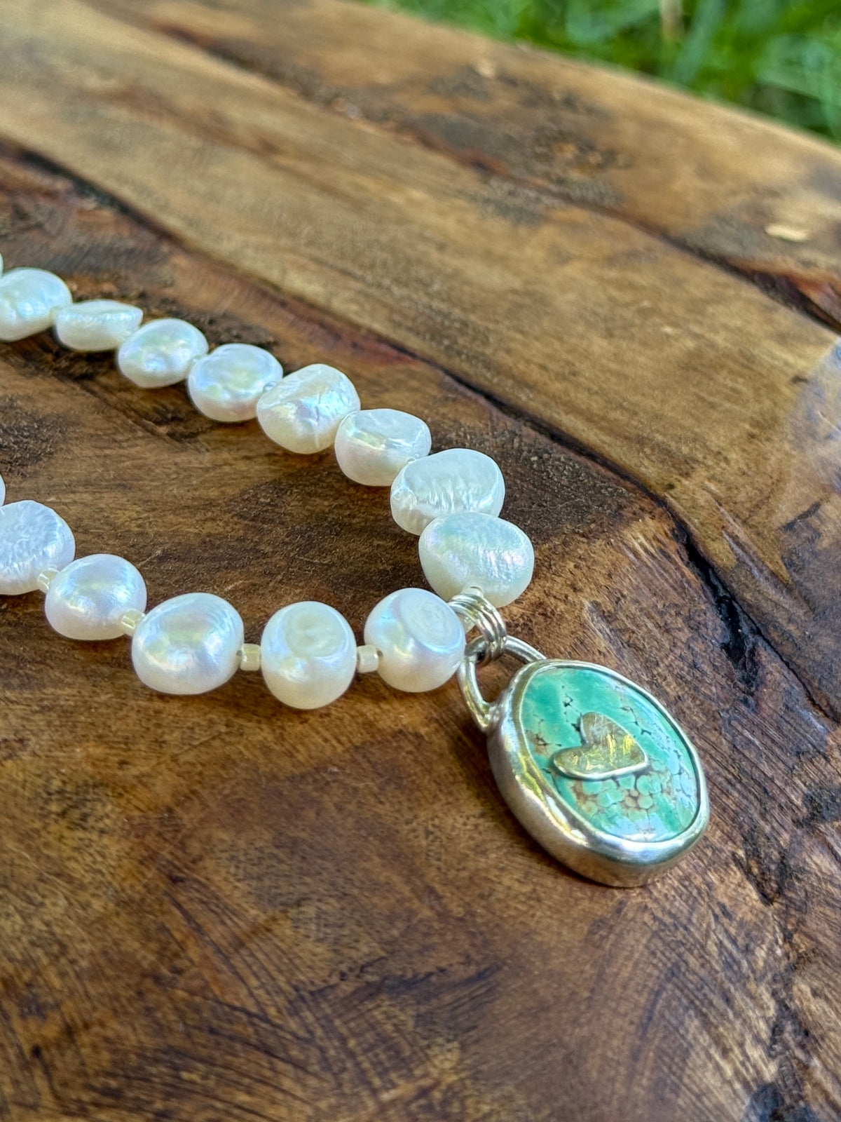 White Pearl and Turquoise Choker