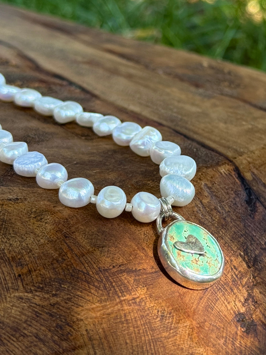White Pearl and Turquoise Choker