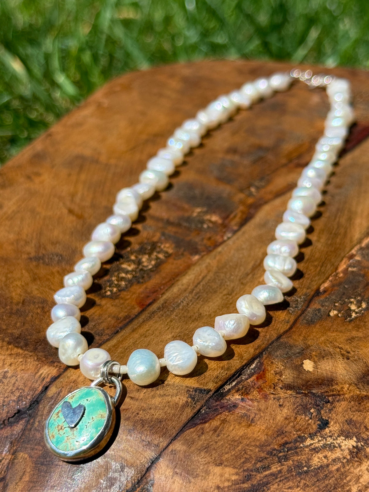 White Pearl and Turquoise Choker