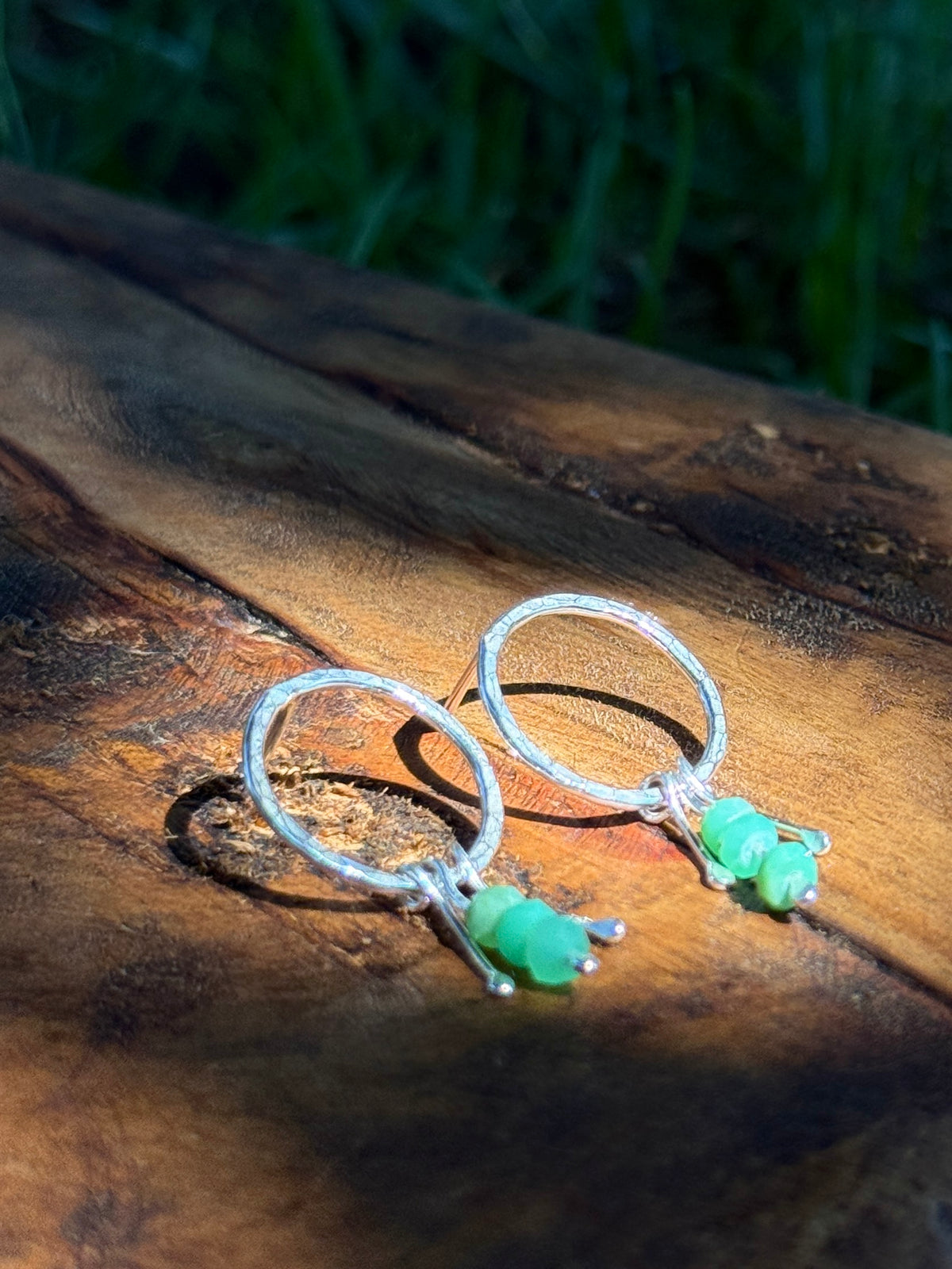 Chrysoprase Circle Stud Earrings