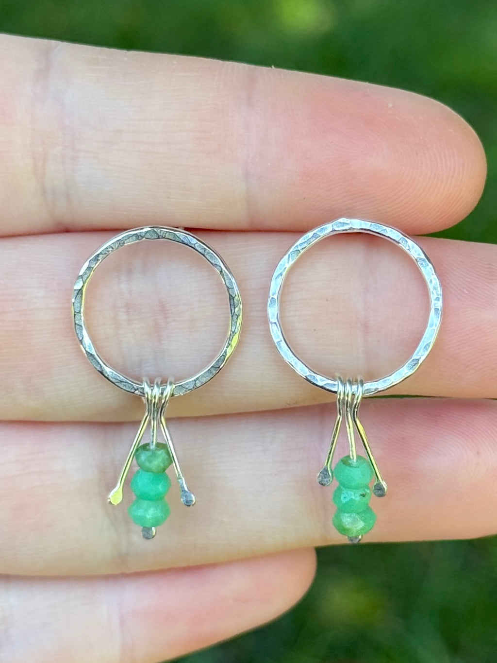 Chrysoprase Circle Stud Earrings