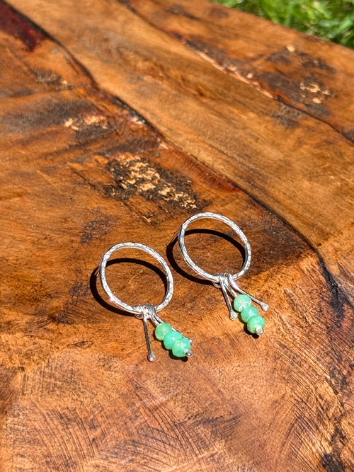Chrysoprase Circle Stud Earrings
