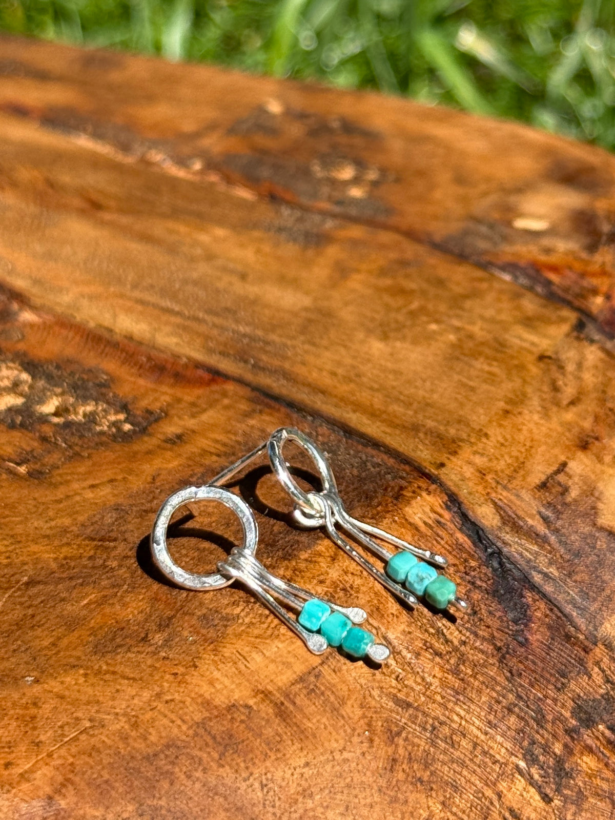 Mini Turquoise Fringe Stud Earrings
